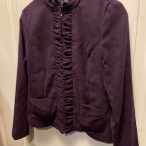 Petite Purple Velvet Ruffle Front Jacket by Harve Benard
Small